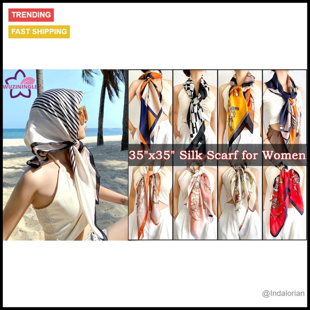 Mulberry Silk Head Scarf Large Square Lightweight Elegant Hair Wrap Bandana - Picture 7 of 7